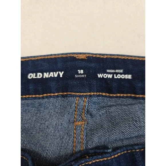 Old Navy High-Rise Wow Loose Jeans 18 Short Dark Wash Womens Denim Pants - Picture 3 of 6